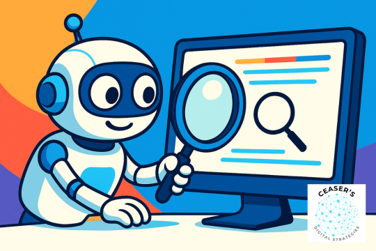 Graphic for a blog discussing how AI SEO can give small businesses a real competitive advantage online.