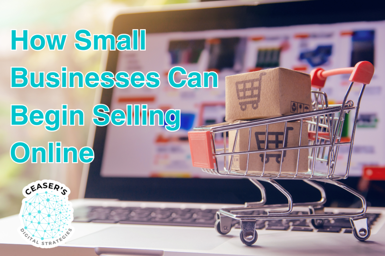 A blog graphic for Ceaser's Digital Strategies outlining how small businesses can make the jump and begin selling their products online.